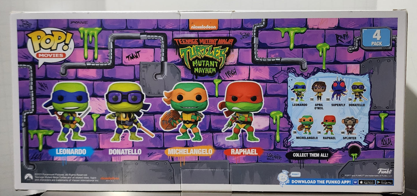 TMNT Mutant Mayhem Ninja Turtles Funko pop 4-Pack Amazon GITD-AUTOGRAPHED X5 JSA and SWAU authenticated