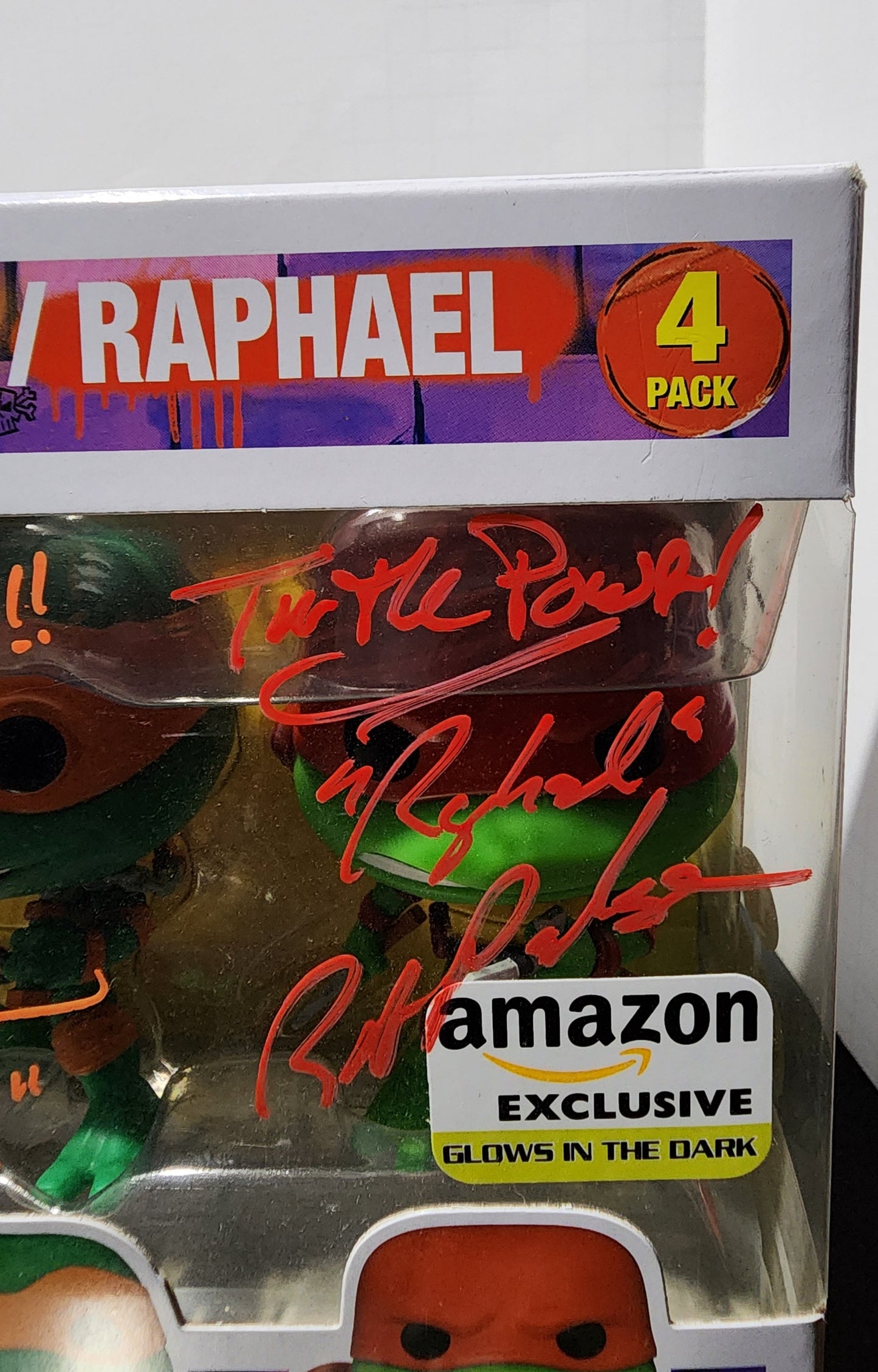 TMNT Mutant Mayhem Ninja Turtles Funko pop 4-Pack Amazon GITD-AUTOGRAPHED X5 JSA and SWAU authenticated