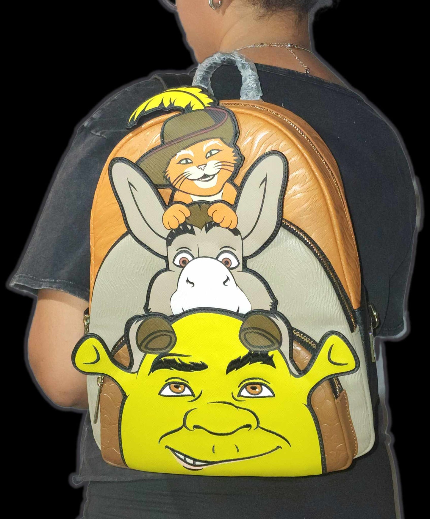 SHREK, DONKEY, & PUSS IN BOOTS TRIO EXCLUSIVE TRIPLE POCKET MINI BACKPACK